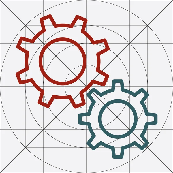 Mechanische Zahnräder Zahnräder Symbol Engineering Zahnräder Uhrwerk Zahnräder Engagement Industrie — Stockvektor