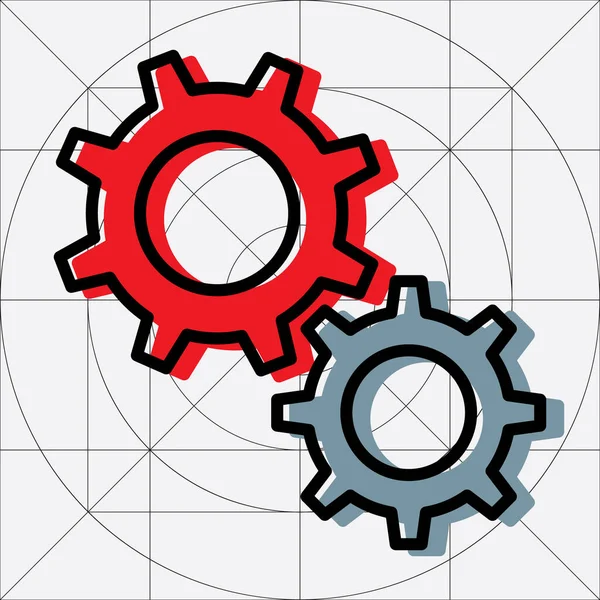 Mechanische Zahnräder Zahnräder Symbol Engineering Zahnräder Uhrwerk Zahnräder Engagement Industrie — Stockvektor