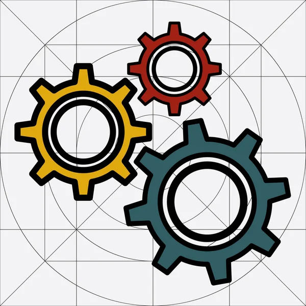 Mechanische Zahnräder Zahnräder Symbol Engineering Zahnräder Uhrwerk Zahnräder Engagement Industrie — Stockvektor