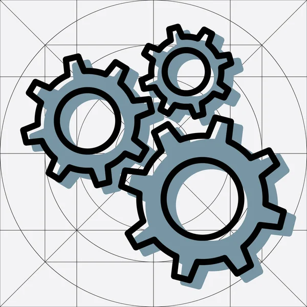 Mechanische Zahnräder Zahnräder Symbol Engineering Zahnräder Uhrwerk Zahnräder Engagement Industrie — Stockvektor