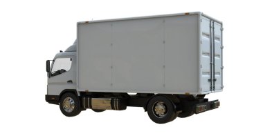 Beyaz Arkaplanda Beyaz Ticari Teslimat Kamyonu izole edildi, Şablon Element Bilgileri, Posta Kamyonu, Hızlı Teslimat, Beyaz Teslimat Kamyonu Simgesi, Nakliye Servisi