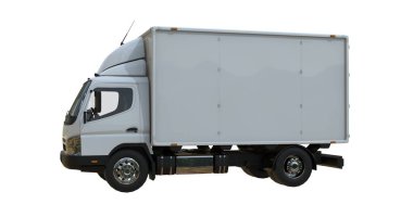 Beyaz Arkaplanda Beyaz Ticari Teslimat Kamyonu izole edildi, Şablon Element Bilgileri, Posta Kamyonu, Hızlı Teslimat, Beyaz Teslimat Kamyonu Simgesi, Nakliye Servisi