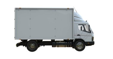 Beyaz Arkaplanda Beyaz Ticari Teslimat Kamyonu izole edildi, Şablon Element Bilgileri, Posta Kamyonu, Hızlı Teslimat, Beyaz Teslimat Kamyonu Simgesi, Nakliye Servisi