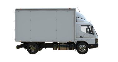 Beyaz Arkaplanda Beyaz Ticari Teslimat Kamyonu izole edildi, Şablon Element Bilgileri, Posta Kamyonu, Hızlı Teslimat, Beyaz Teslimat Kamyonu Simgesi, Nakliye Servisi