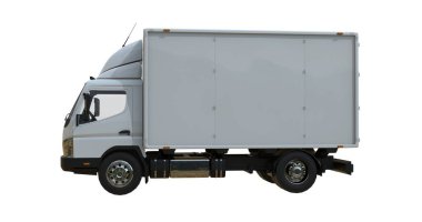 Beyaz Arkaplanda Beyaz Ticari Teslimat Kamyonu izole edildi, Şablon Element Bilgileri, Posta Kamyonu, Hızlı Teslimat, Beyaz Teslimat Kamyonu Simgesi, Nakliye Servisi