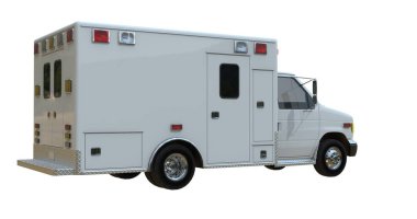 Ambulans aracı beyaz renkte izole edildi
