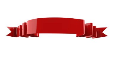 3D Gerçekçi Retro Ribbon Dekoratif Sancak Beyaz Arkaplanda İzole Edildi