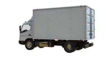 Kargo kamyonu beyaz üzerine izole edilmiş.