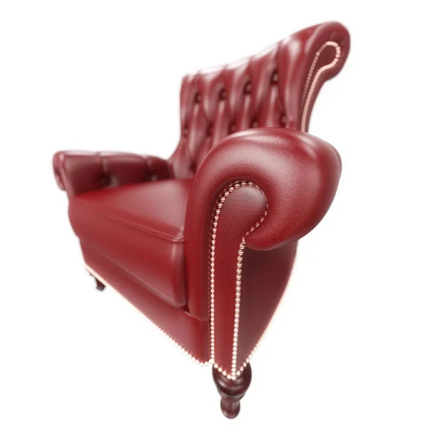 Rood Comfortabele Kantoorlederen Fauteuil Vintage Boss Fauteuil Geïsoleerd Witte Achtergrond — Stockfoto