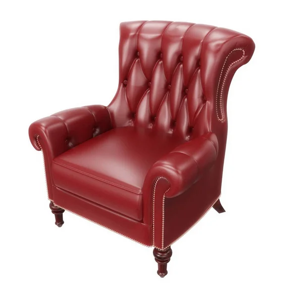 Rood Comfortabele Kantoorlederen Fauteuil Vintage Boss Fauteuil Geïsoleerd Witte Achtergrond — Stockfoto