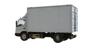 Beyaz Arkaplanda Beyaz Ticari Teslimat Kamyonu izole edildi, Şablon Element Bilgileri, Posta Kamyonu, Hızlı Teslimat, Beyaz Teslimat Kamyonu Simgesi, Nakliye Servisi