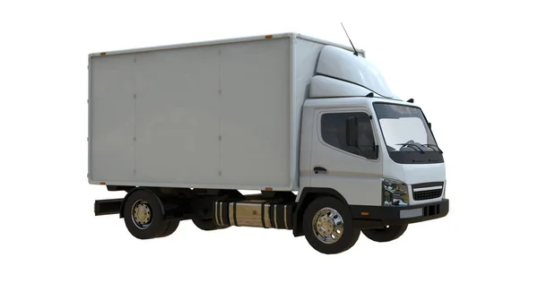 White Commercial Delivery Truck Auf Weißem Hintergrund Isoliert Template Element — Stockfoto