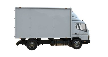 Beyaz Arkaplanda Beyaz Ticari Teslimat Kamyonu izole edildi, Şablon Element Bilgileri, Posta Kamyonu, Hızlı Teslimat, Beyaz Teslimat Kamyonu Simgesi, Nakliye Servisi