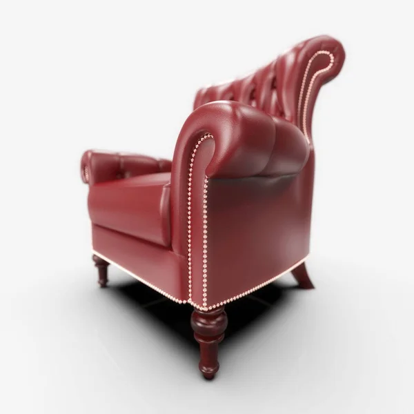 Red Comfortable Ofice Leather Armchair Vintage Boss Armchairon Gray Background — Stock Photo, Image