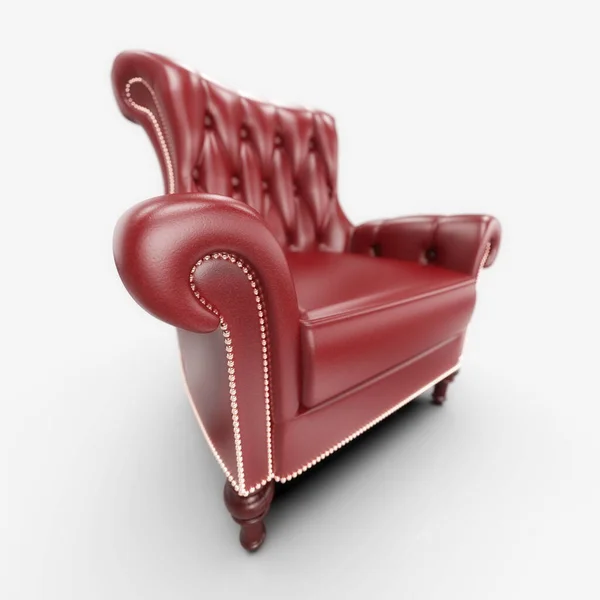 Red Comfortable Ofice Leather Armchair Vintage Boss Armchairon Gray Background — Stock Photo, Image