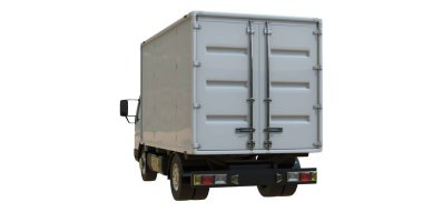 Kargo kamyonu beyaz üzerine izole edilmiş.