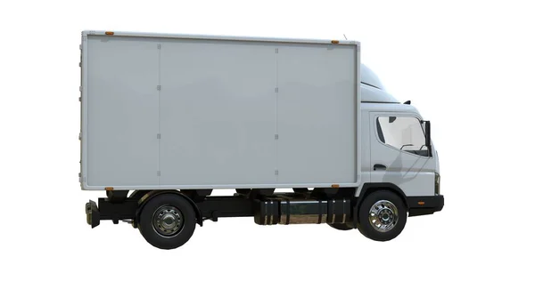 Witte Commerciële Levering Vrachtwagen Een Witte Achtergrond Geïsoleerd Template Element — Stockfoto