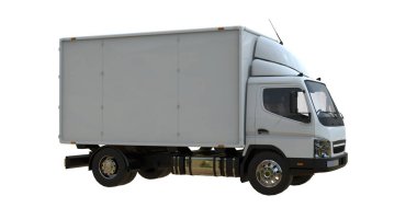 Beyaz Arkaplanda Beyaz Ticari Teslimat Kamyonu izole edildi, Şablon Element Bilgileri, Posta Kamyonu, Hızlı Teslimat, Beyaz Teslimat Kamyonu Simgesi, Nakliye Servisi