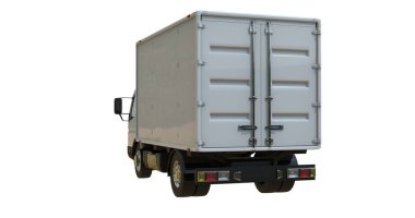 Beyaz Arkaplanda Beyaz Ticari Teslimat Kamyonu izole edildi, Şablon Element Bilgileri, Posta Kamyonu, Hızlı Teslimat, Beyaz Teslimat Kamyonu Simgesi, Nakliye Servisi