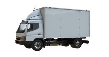 Beyaz Arkaplanda Beyaz Ticari Teslimat Kamyonu izole edildi, Şablon Element Bilgileri, Posta Kamyonu, Hızlı Teslimat, Beyaz Teslimat Kamyonu Simgesi, Nakliye Servisi