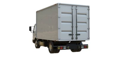 Beyaz Arkaplanda Beyaz Ticari Teslimat Kamyonu izole edildi, Şablon Element Bilgileri, Posta Kamyonu, Hızlı Teslimat, Beyaz Teslimat Kamyonu Simgesi, Nakliye Servisi