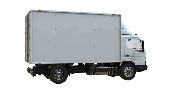 Camion Livraison Commerciale Blanc Sur Fond Blanc Isolé Infographie Élément — Photo