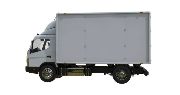 白い背景に白い商業配達トラック孤立した テンプレート要素インフォグラフィック 郵便トラック エクスプレス 高速配達 白い配達トラックアイコン 輸送サービス — ストック写真