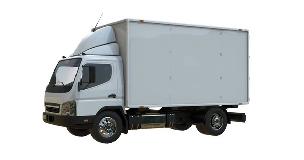 White Commercial Delivery Truck Auf Weißem Hintergrund Isoliert Template Element — Stockfoto