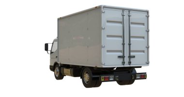 Beyaz Arkaplanda Beyaz Ticari Teslimat Kamyonu izole edildi, Şablon Element Bilgileri, Posta Kamyonu, Hızlı Teslimat, Beyaz Teslimat Kamyonu Simgesi, Nakliye Servisi