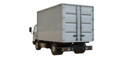 Beyaz Arkaplanda Beyaz Ticari Teslimat Kamyonu izole edildi, Şablon Element Bilgileri, Posta Kamyonu, Hızlı Teslimat, Beyaz Teslimat Kamyonu Simgesi, Nakliye Servisi