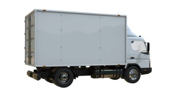 Beyaz Arkaplanda Beyaz Ticari Teslimat Kamyonu izole edildi, Şablon Element Bilgileri, Posta Kamyonu, Hızlı Teslimat, Beyaz Teslimat Kamyonu Simgesi, Nakliye Servisi