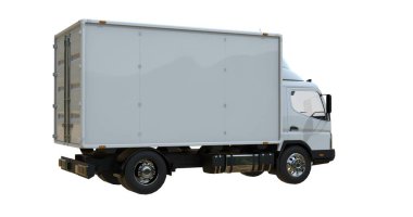 Kargo kamyonu beyaz üzerine izole edilmiş.