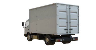 Beyaz Arkaplanda Beyaz Ticari Teslimat Kamyonu izole edildi, Şablon Element Bilgileri, Posta Kamyonu, Hızlı Teslimat, Beyaz Teslimat Kamyonu Simgesi, Nakliye Servisi