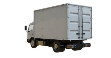 Beyaz Arkaplanda Beyaz Ticari Teslimat Kamyonu izole edildi, Şablon Element Bilgileri, Posta Kamyonu, Hızlı Teslimat, Beyaz Teslimat Kamyonu Simgesi, Nakliye Servisi