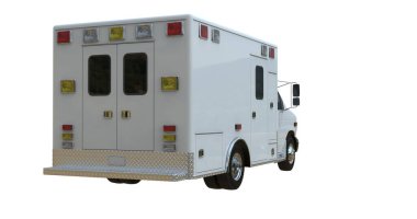 Ambulans aracı beyaz renkte izole edildi