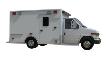 Ambulans aracı beyaz renkte izole edildi