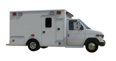 Ambulans aracı beyaz renkte izole edildi