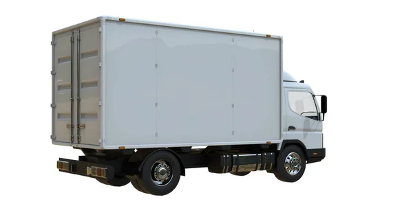 흰색으로 분리 된 배달용 밴 우편 트럭 — 스톡 사진
