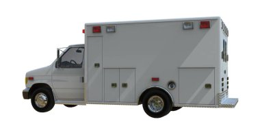 Ambulans aracı beyaz renkte izole edildi