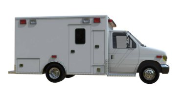 Ambulans aracı beyaz renkte izole edildi