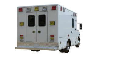 Ambulans aracı beyaz renkte izole edildi