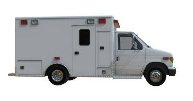 Ambulans aracı beyaz renkte izole edildi