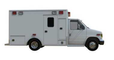 Ambulans aracı beyaz renkte izole edildi