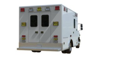 Ambulans aracı beyaz renkte izole edildi