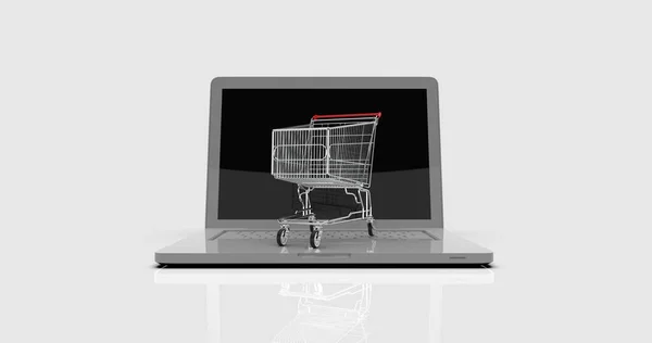 Shopping Cart on Laptop, E-commerce