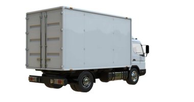 Kargo kamyonu beyaz üzerine izole edilmiş.