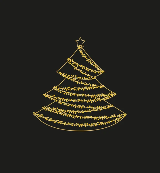 Goldener Weihnachtsbaum — Stockvektor