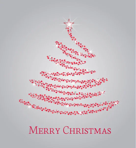 ベクトル図抽象的な赤いクリスマス ツリー銀色の背景に 金属のライト デコレーション シンボルとしてクリスマス ツリー — ストックベクタ