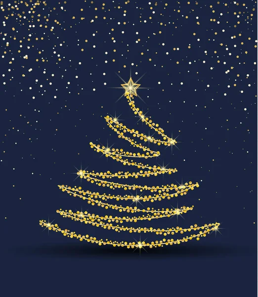 Golden christmas tree — Stock Vector