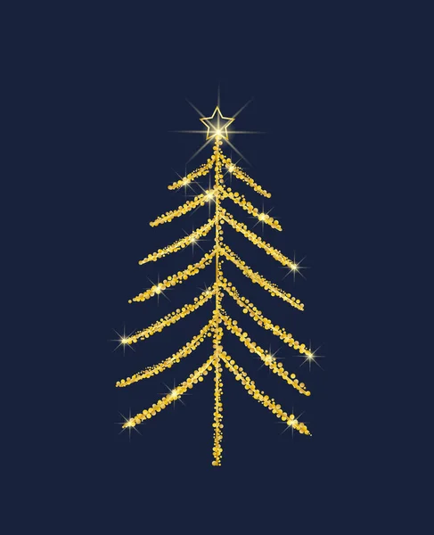Golden christmas tree — Stock Vector